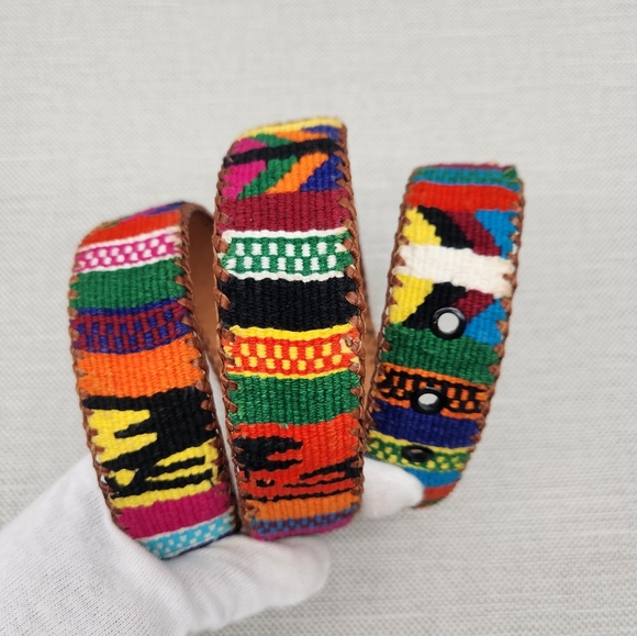 Unbranded Size 38 Belt Southwestern Boho Textile Leather Woven Hippie main image 10
